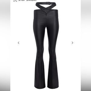 NWT SER.O.YA Sloane coated denim jeans black flares belted cut out pants Sz 26